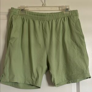 Green Athletic Shorts with Elastic Waistband
